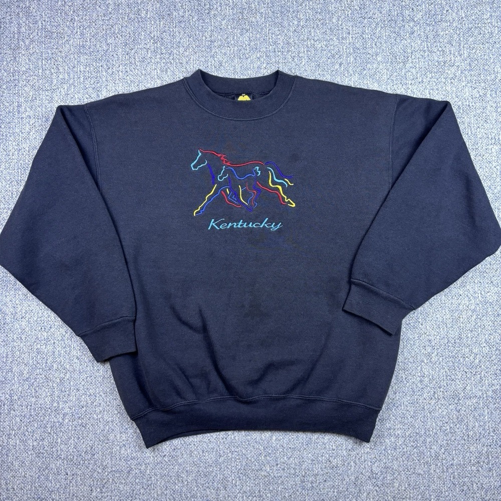 Vintage H.L. Miller Gold Kentucky Horse Embroidered Crewneck Sweatshirt USA Made
